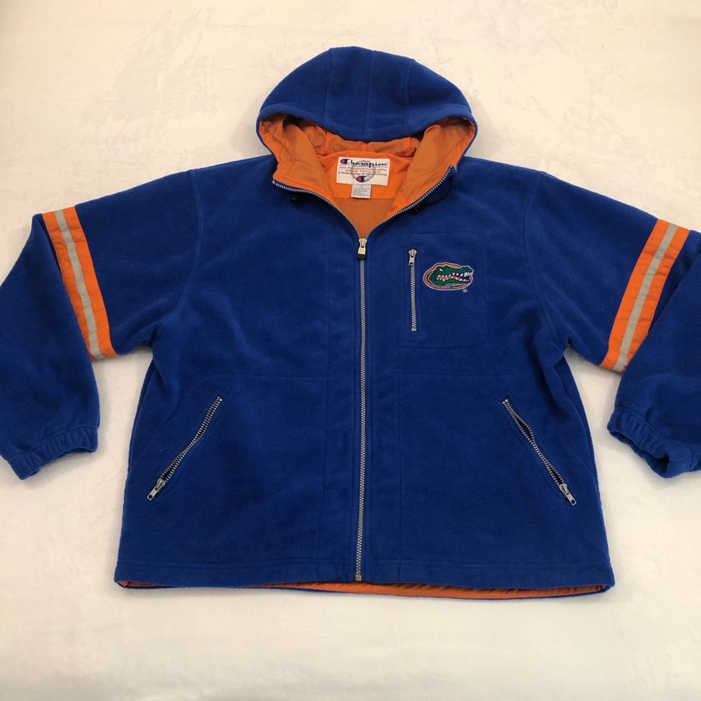 Vintage Champion Florida Gators Fleece Full Zip Up Hoodie Work Jacket Mens XL.